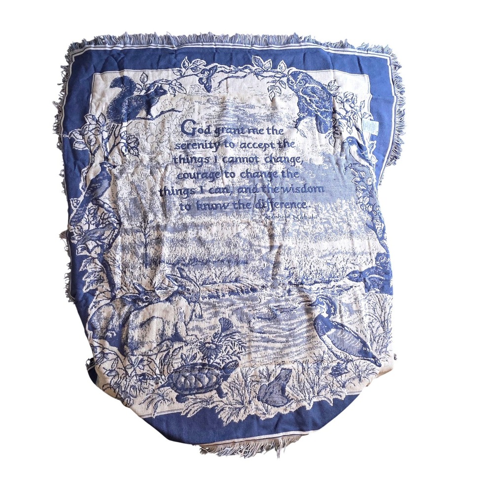Mohawk Home Serenity Prayer Wvn Tapestry Thrw Blnkt Blue Nature Animals USA READ